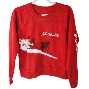 Faherty Ski Vacation Crewneck Graphic Sweatshirt Ski Waikiki Retro Style Size S